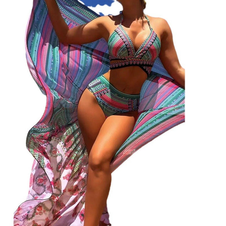 Women's bikini set with creative design and transparent kaftan Mune Fashion