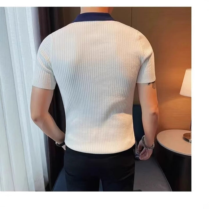 Men's Short Sleeve Polo Shirt with Ribbed Structure Mune Fashion