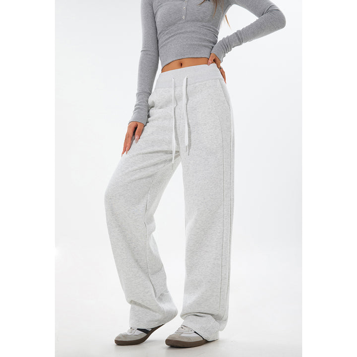 Women's Loose High-Waist Sweat Palazzo Pants with High Elastic Waistband and Drawstring Mune Fashion