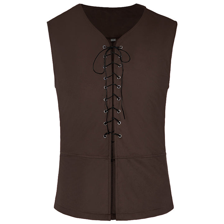 Men's sleeveless functional vest with front eyelet lacing and concealed zipper