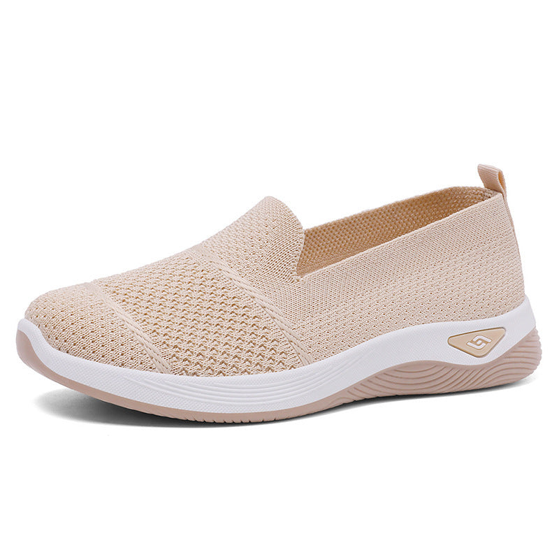 Women’s seamless knitted slip-on walking slipper with elastic heel support and grippy thermoplastic rubber sole Mune Fashion