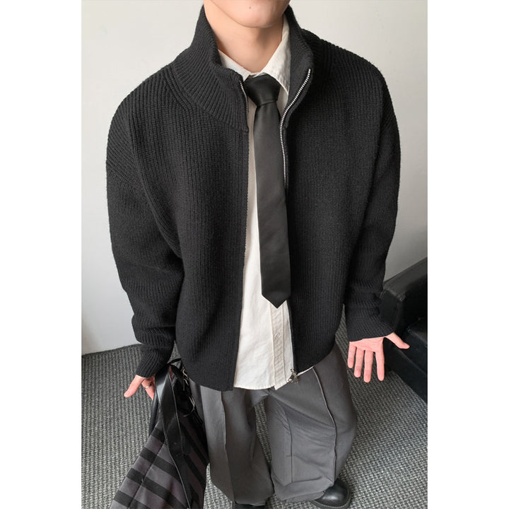 Men's Stylish Knit Sweater with Stand-up Collar Mune Fashion