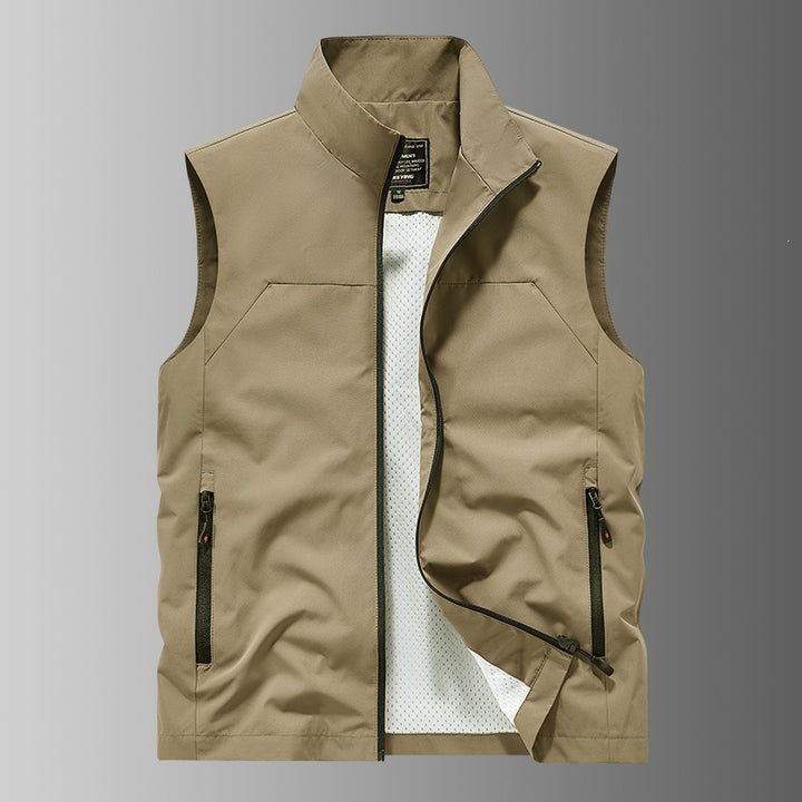 Men's Breathable Utility Vest with Mesh Lining, wind & water repellent exterior & zippered pockets Mune Fashion