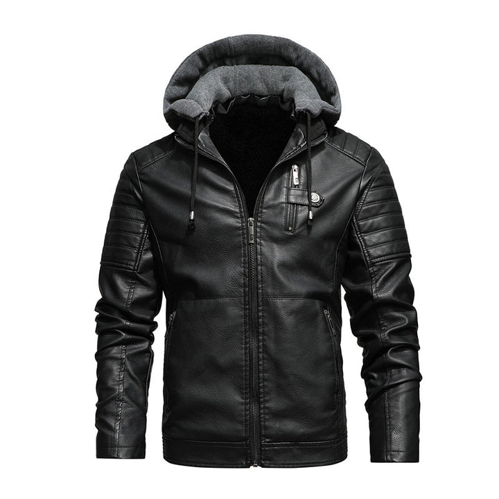 Men's faux leather jacket with hood and teddy lining Mune Fashion