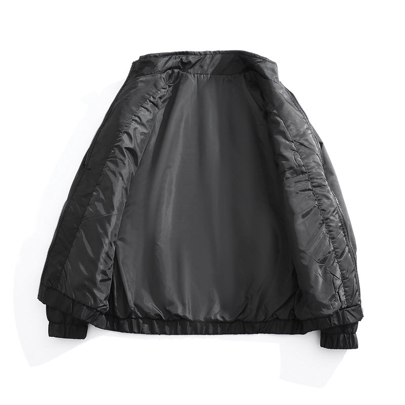 Men's Lightweight Utility Bomber Jacket with Flap Pockets, Stand-Up Collar, and Elastic Hem Mune Fashion