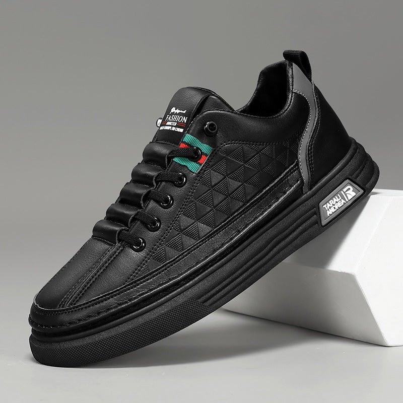 Men's Low-Top Sneaker with Quilted Diamond Design and Thick Rubber Sole Mune Fashion