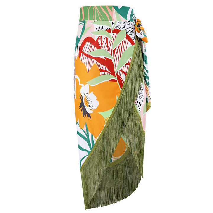 Women's bikini set with high-quality wrap skirt and fringed accents Mune Fashion