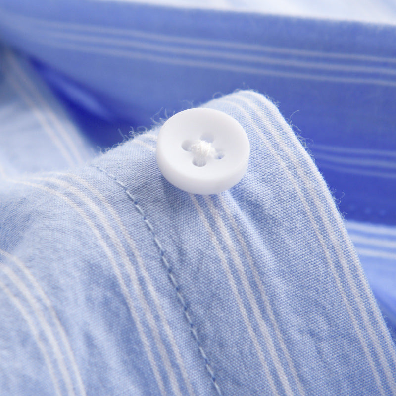 Men's lightweight striped cotton-linen summer shirt in relaxed look with chest pocket Mune Fashion