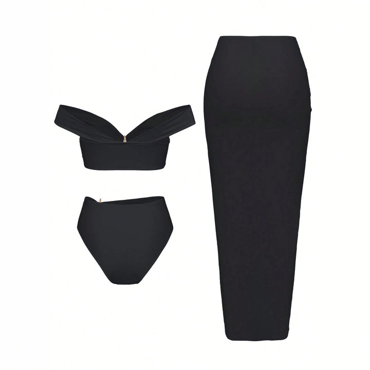 Ladies bikini set with wrap skirt and elegant jewelry details Mune Fashion