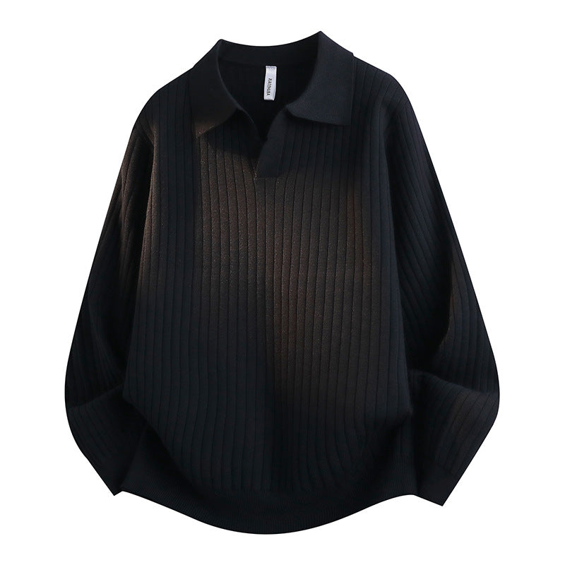 Women Elegant Chunky Knit Sweater with Collar Mune Fashion