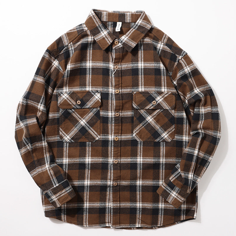 Men's Checkered Shirt Jacket with Two Chest Pockets Mune Fashion