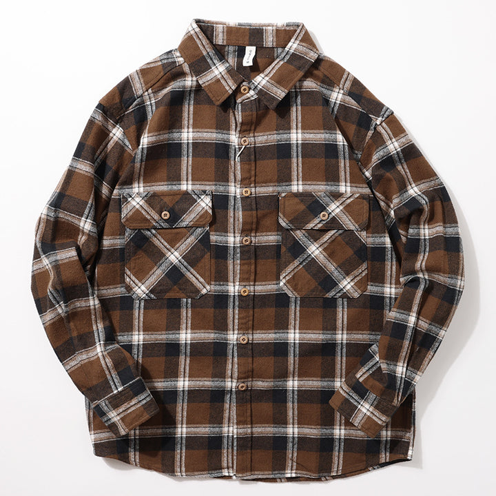 Men's Checkered Shirt Jacket with Two Chest Pockets Mune Fashion