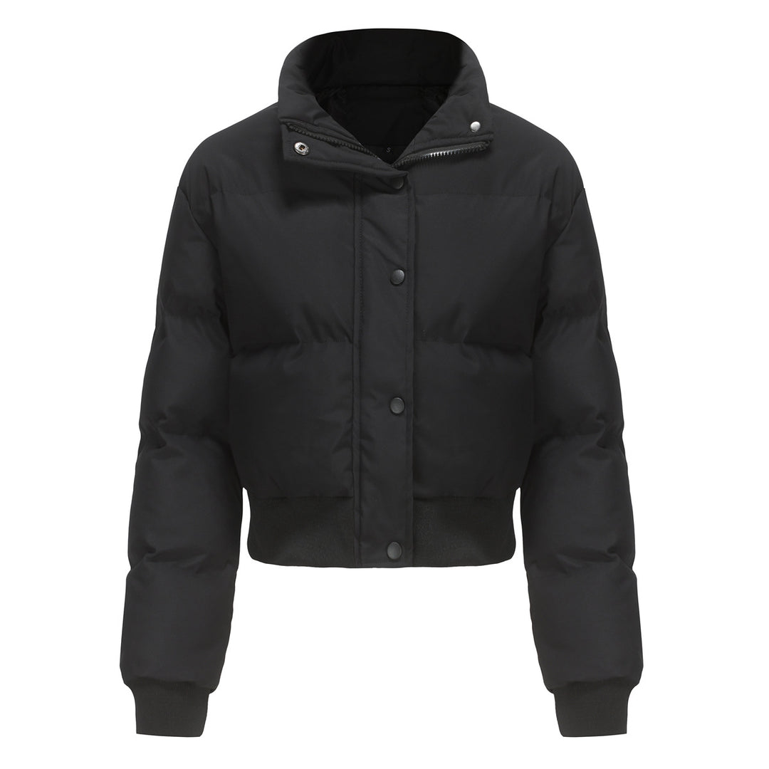 Women's short padded quilted jacket with high stand-up collar and ribbed cuffs Mune Fashion