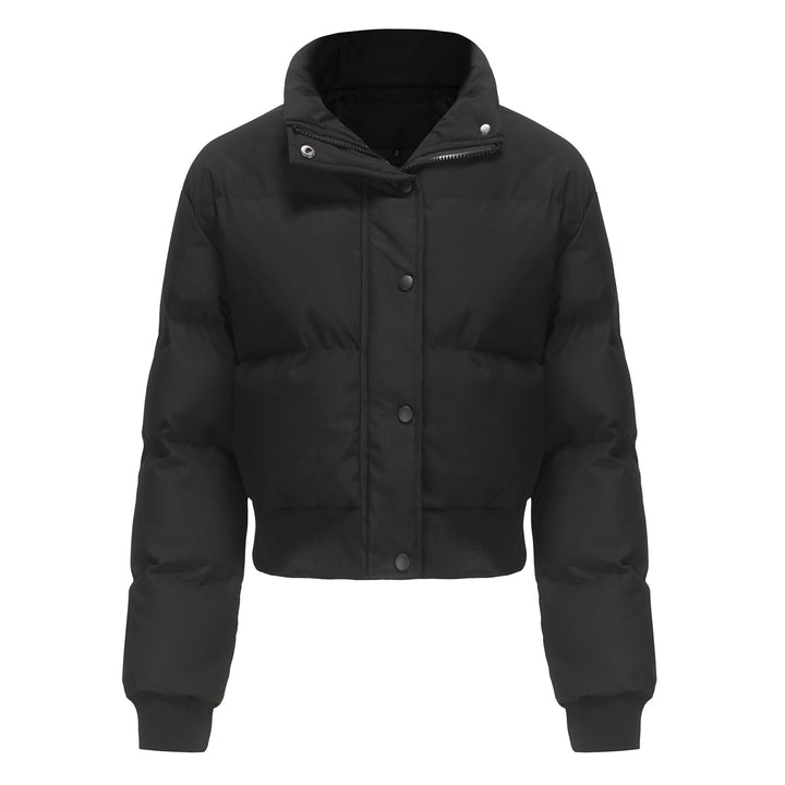 Women's short padded quilted jacket with high stand-up collar and ribbed cuffs Mune Fashion