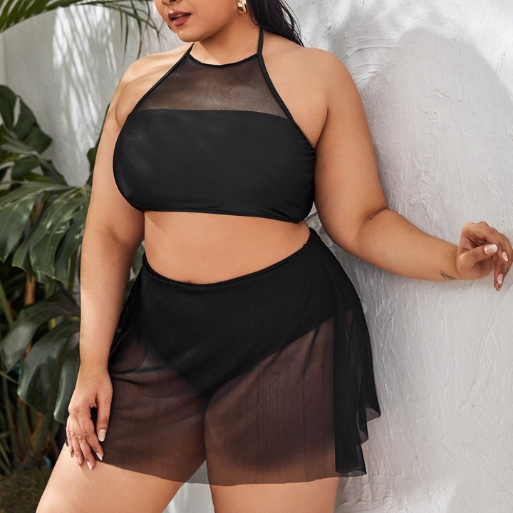 Ladies Bikini Set with Transparent Skirt and Fashionable Top Mune Fashion