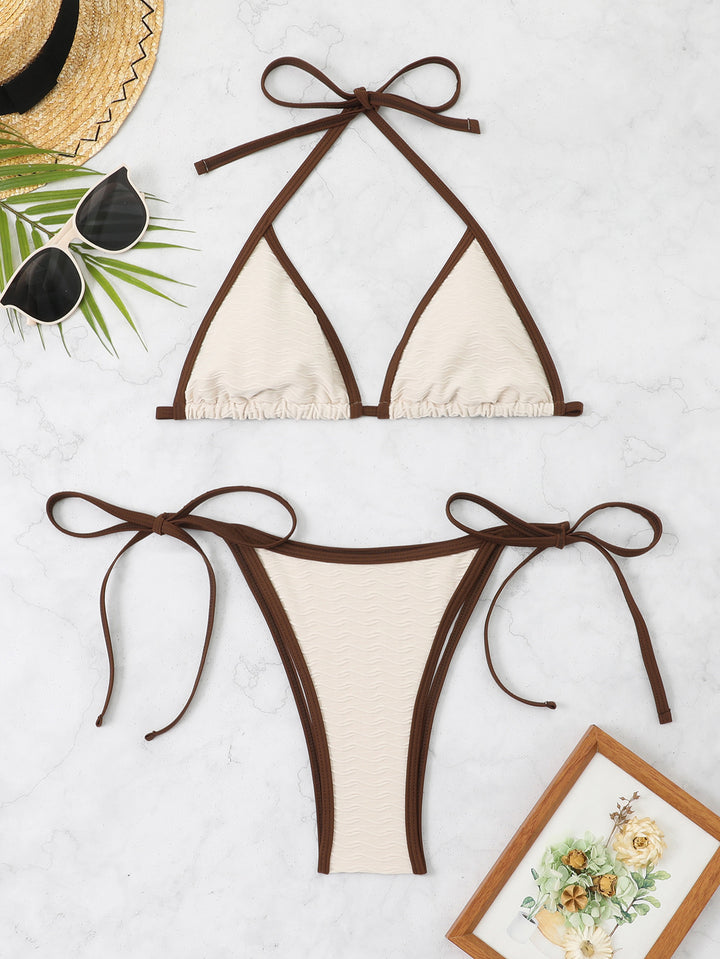 Women's Triangle Bikini with adjustable straps and high-quality wave pattern Mune Fashion