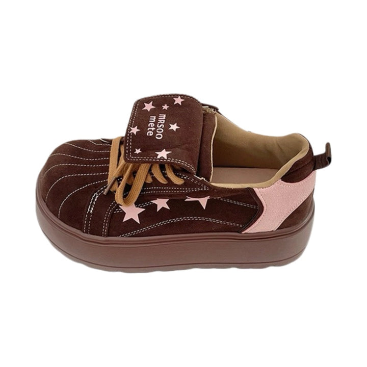 Women's Platform Sneakers with Playful Star and Bow Details Mune Fashion