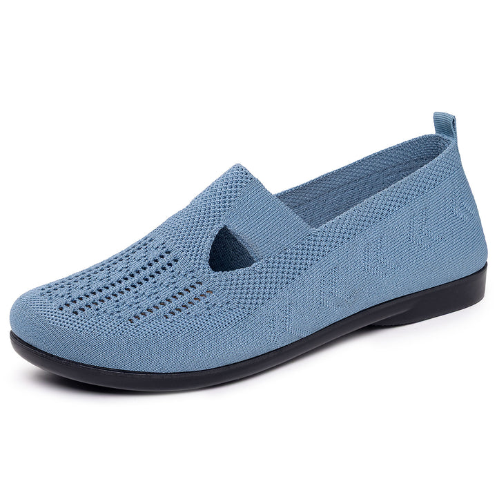 Ladies nan lightly knitted comfort moccasin with elastic central strap and shock-absorbing wedge sole Mune Fashion