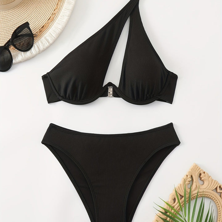 Women's bikini set with asymmetrical strap design and supportive push-up top Mune Fashion