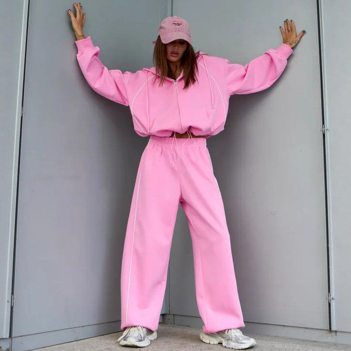 Women's Sporty Oversized Hoodie Jacket Set Mune Fashion