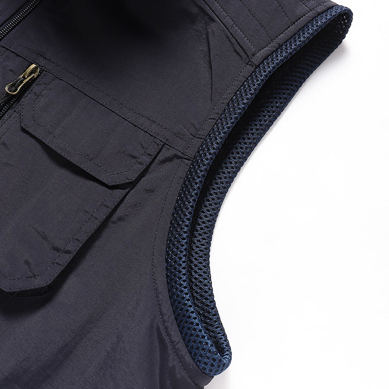 Men's Multifuntional Outdoor Vest with Breathable Mesh Lining and Multiple Pockets Mune Fashion