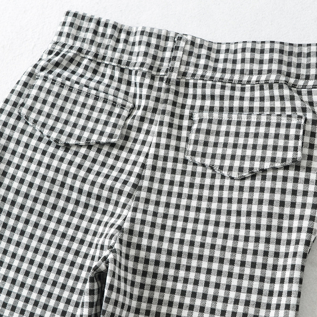 Ladies high-cut slim-fit pants with Vichy check and elastic waistband Mune Fashion