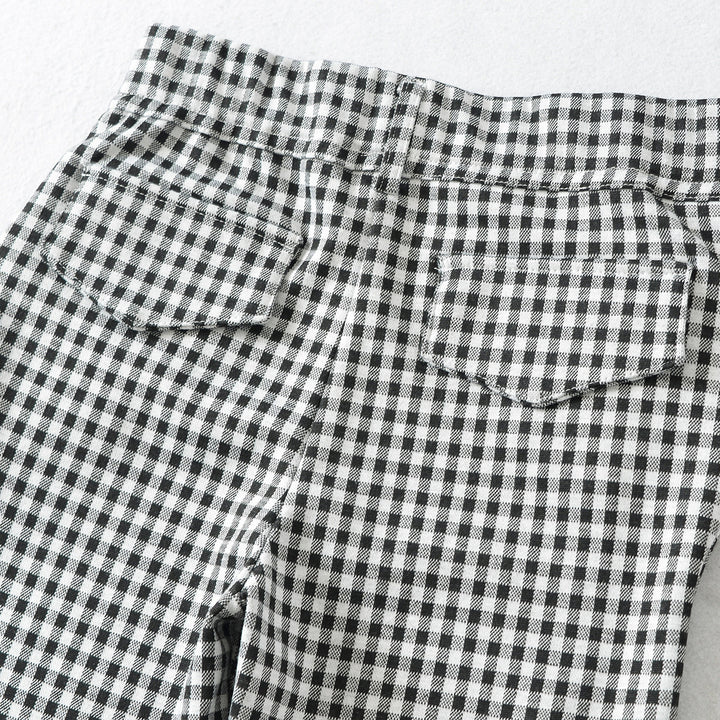 Ladies high-cut slim-fit pants with Vichy check and elastic waistband Mune Fashion