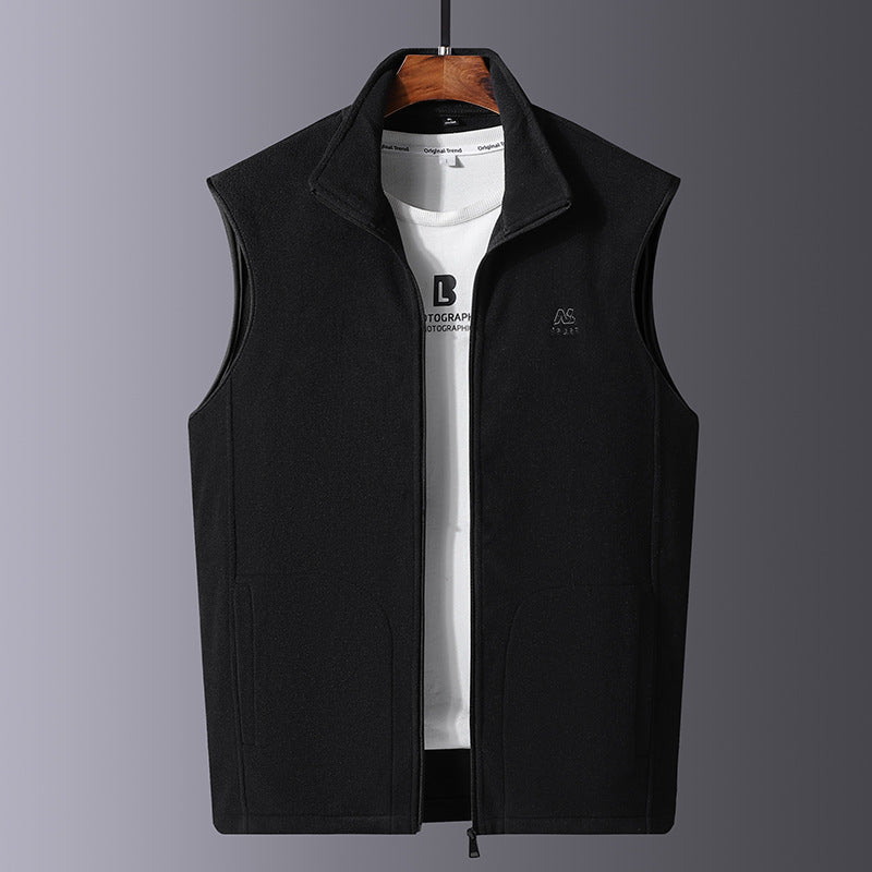 Men's microfleece thermal vest with windproof front, stand-up collar, and concealed side pockets Mune Fashion