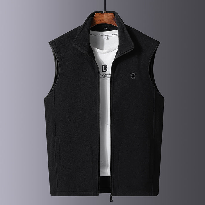 Men's microfleece thermal vest with windproof front, stand-up collar, and concealed side pockets Mune Fashion