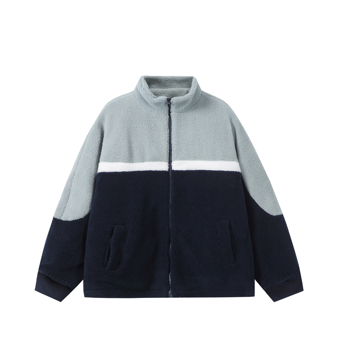 Unisex Oversized Sherpa-Fleece Jacket with Stand Collar and Front Zip Mune Fashion