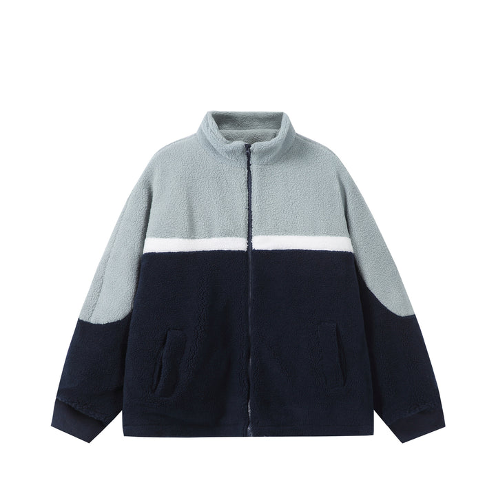 Unisex Oversized Sherpa-Fleece Jacket with Stand Collar and Front Zip Mune Fashion