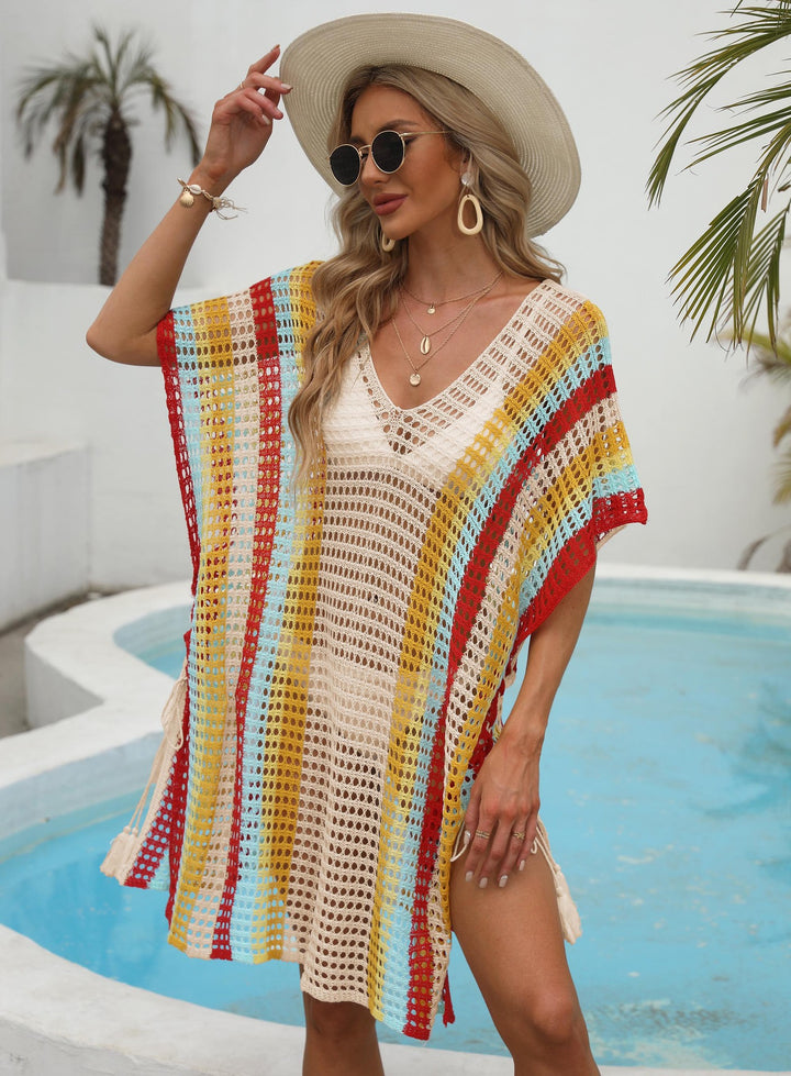 Women’s casual crochet beach cover-up with colorful pattern Mune Fashion
