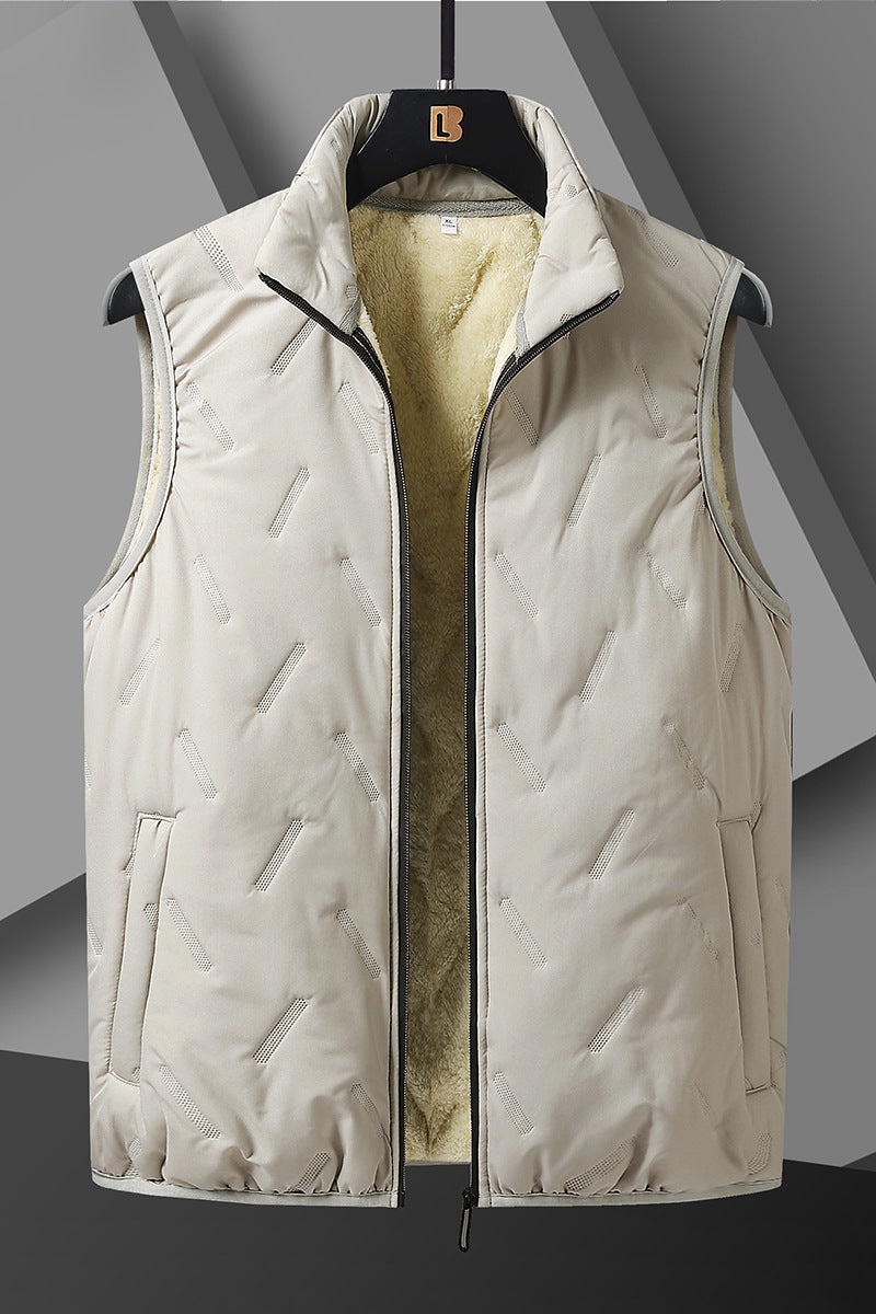 Men's Reversible Thermal Quilted Vest with Warming Teddy Lining & High Neck Stand Collar Mune Fashion