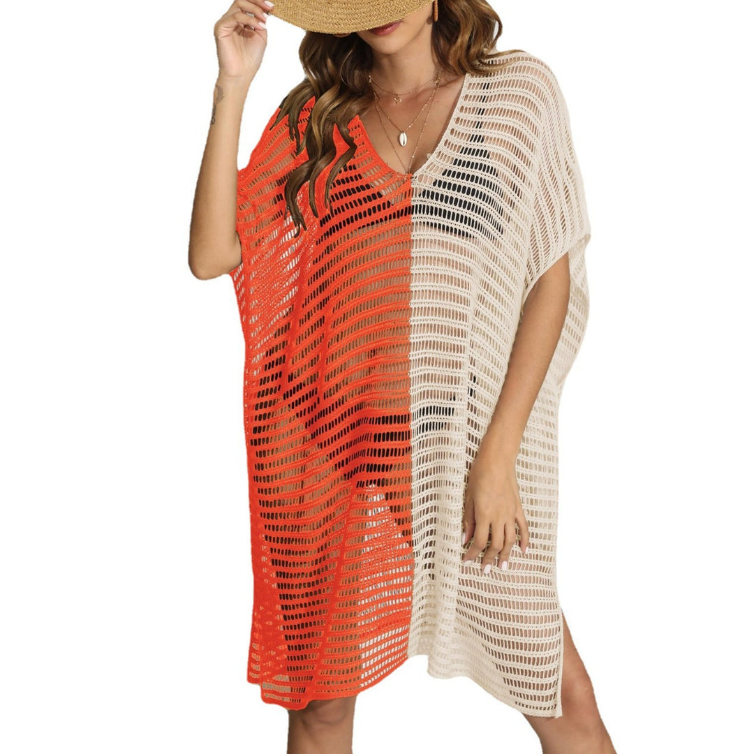 Women's Mesh Beach Cover-Up with V-Neck and Asymmetrical Design Mune Fashion