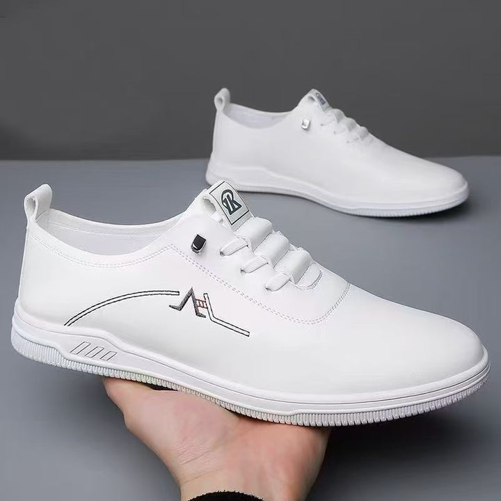Men's Elegant Lightweight Lace-Up Casual Shoe with Leather Look Mune Fashion
