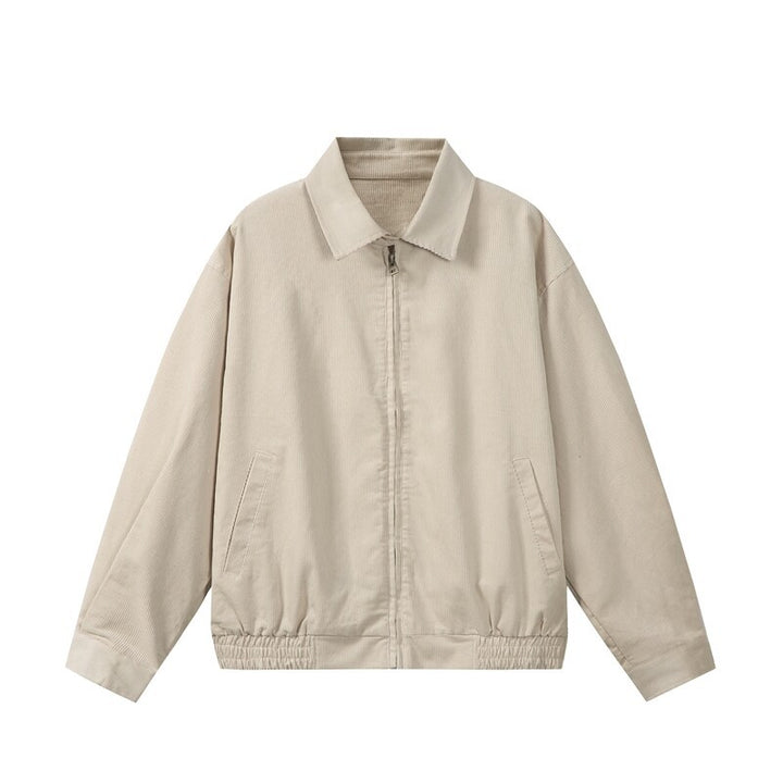 Men's casually cut corduroy blouson jacket with concealed zipper and elastic hem