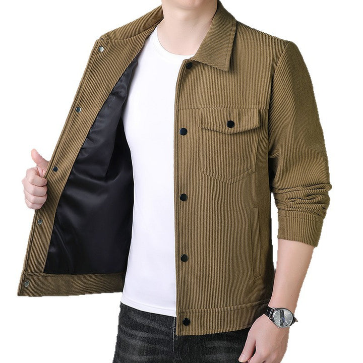 Men's cord jacket in trucker style with snap button placket Mune Fashion