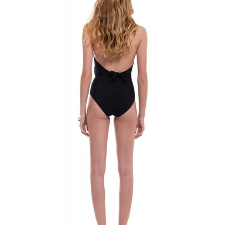 Women's One-Piece Swimsuit with Deep V-Neck and Ruffles Mune Fashion