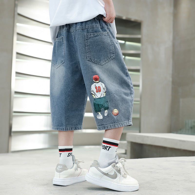 Boys casual denim shorts with exclusive embroidery design Mune Fashion