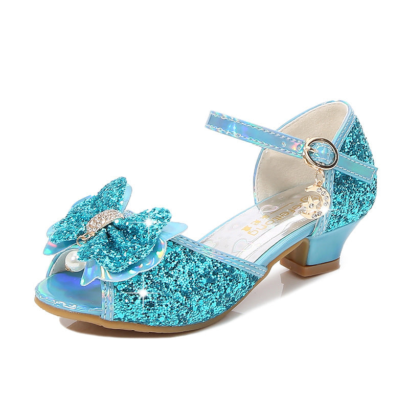 Girls Glitter Ballerinas with Bow Accent Mune Fashion