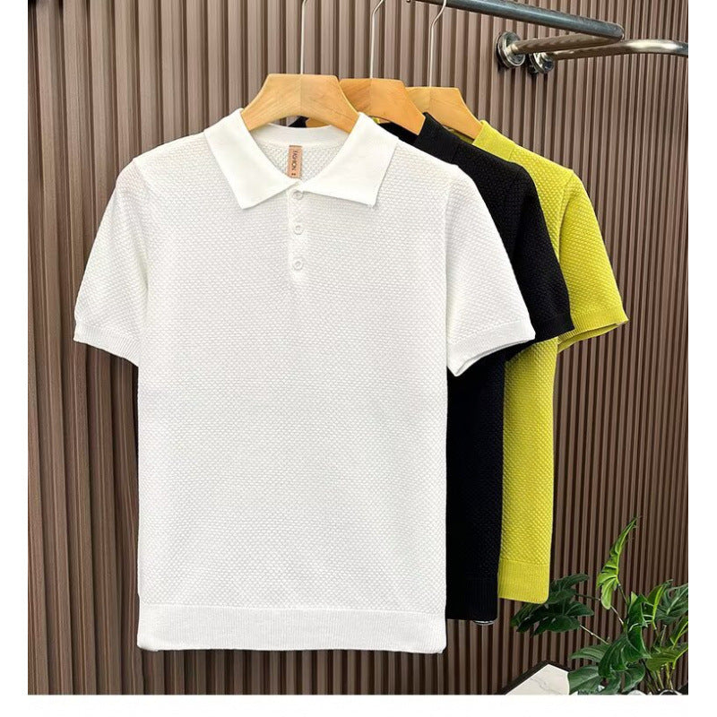 Men's Stylish Short-Sleeve Polo Shirt with Texture Mune Fashion