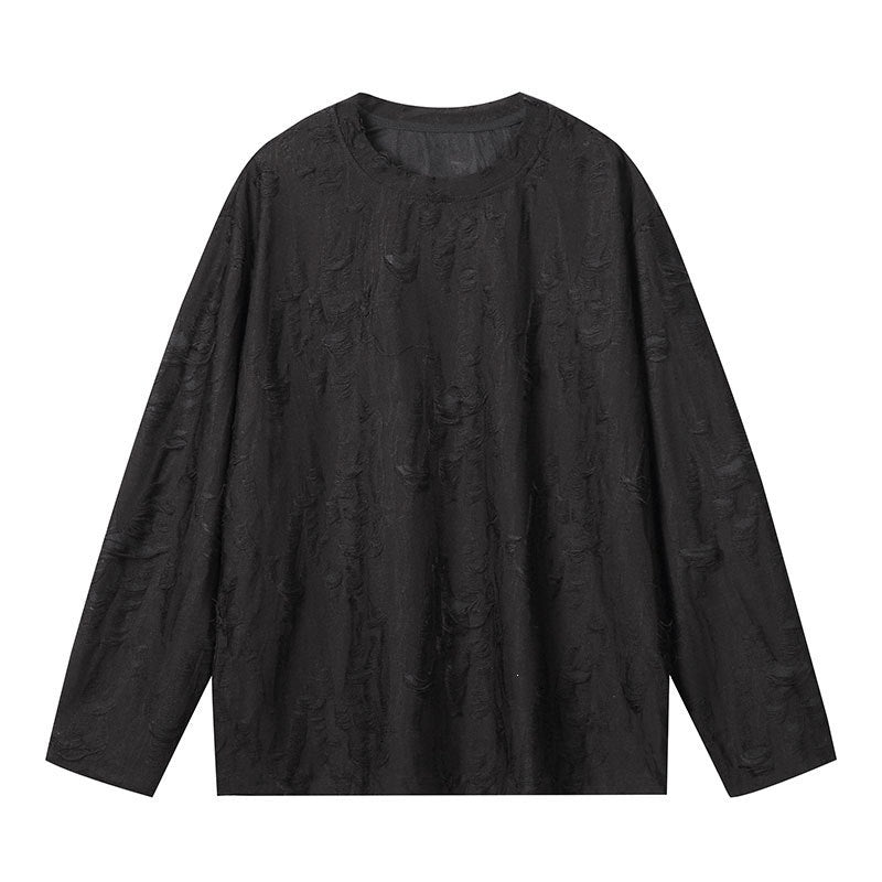 Men's Oversized Sweatshirt with Frayed Look and Structured Ribbed Optics Mune Fashion