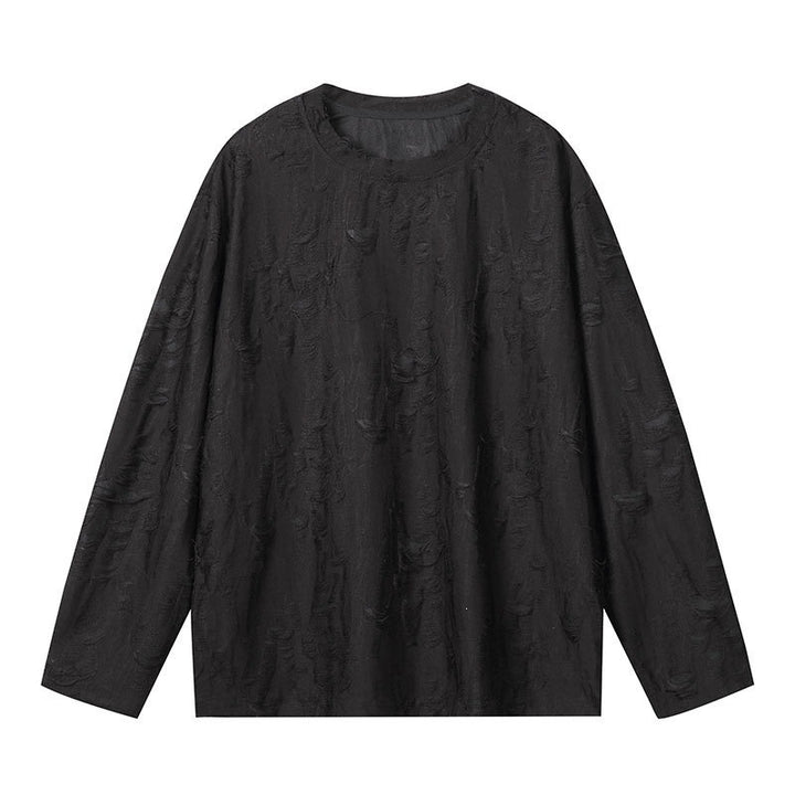 Men's Oversized Sweatshirt with Frayed Look and Structured Ribbed Optics Mune Fashion