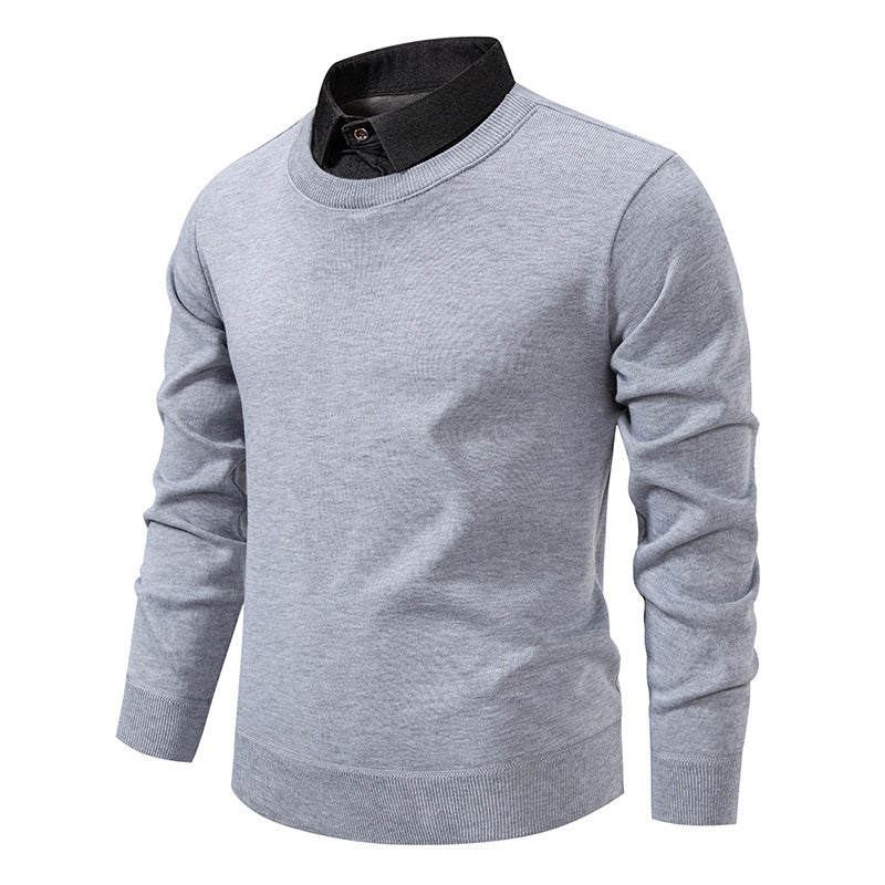 Men's fine knit sweater with integrated shirt collar and slim silhouette Mune Fashion