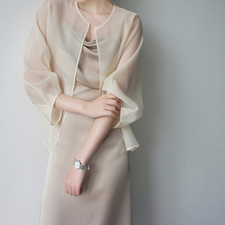 Women's Elegant Chiffon Jacket with Flared Sleeves Mune Fashion
