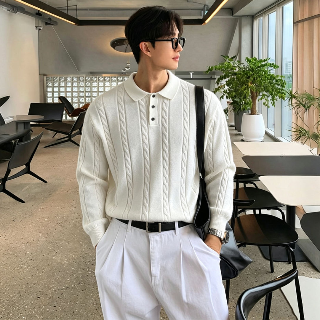 Men's Fashionable Chunky Knit Sweater with Stand-Up Collar Mune Fashion