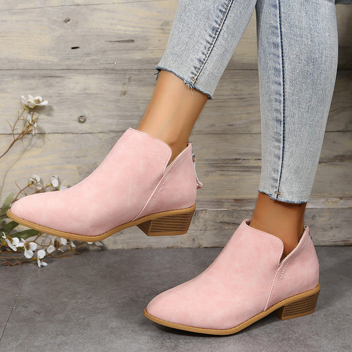 Women's ankle-high Chelsea boots with padded comfort insole and wood-look block heel Mune Fashion