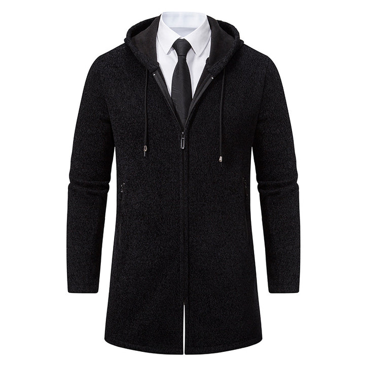 Men's Longline Knit Coat with Hood, tailored silhouette and warming fleece lining Mune Fashion