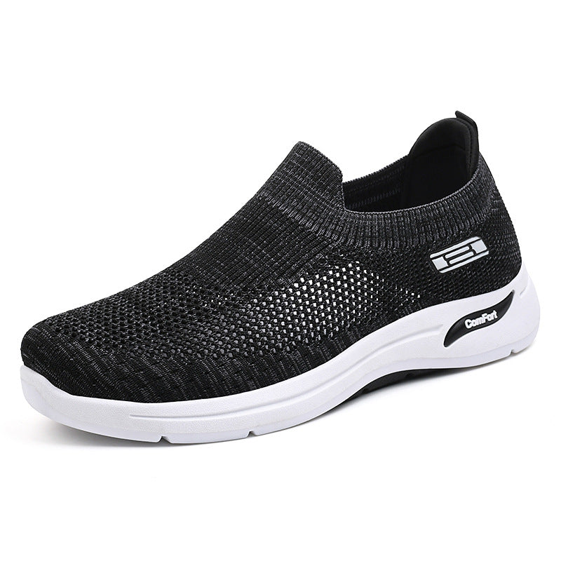 Ladies seamless knit slip-on everyday walker with elastic ankle shaft and shock-absorbing air cushion midsole Mune Fashion