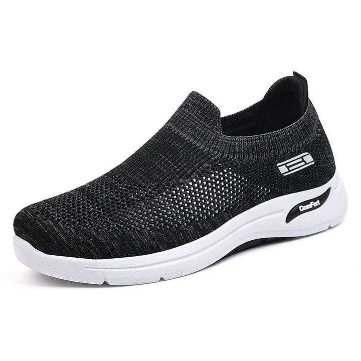 Ladies seamless knit slip-on everyday walker with elastic ankle shaft and shock-absorbing air cushion midsole Mune Fashion